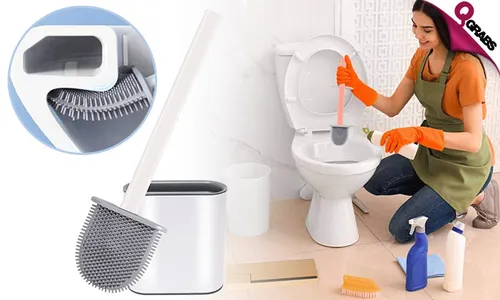 Silicone Toilet Brush with Holder!